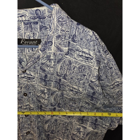 Favant Hawaiian Floral Short Sleeve Button-Up Shirt Mens‎ Size XL Blue - Picture 5 of 7
